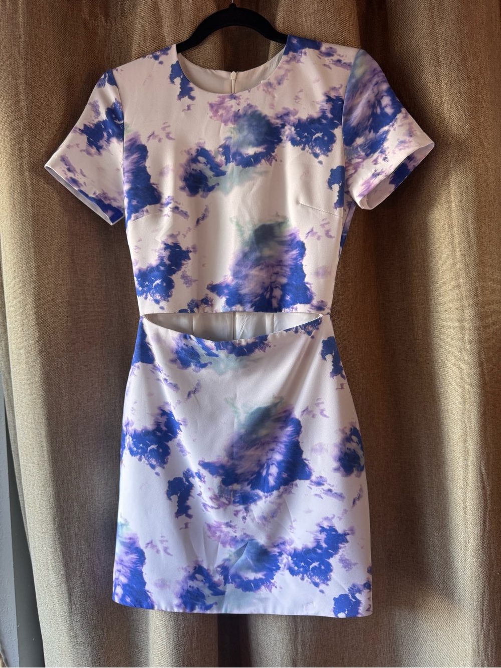 Bec & Bridge Purple and White Tie-Dye Cutout Mini Dress